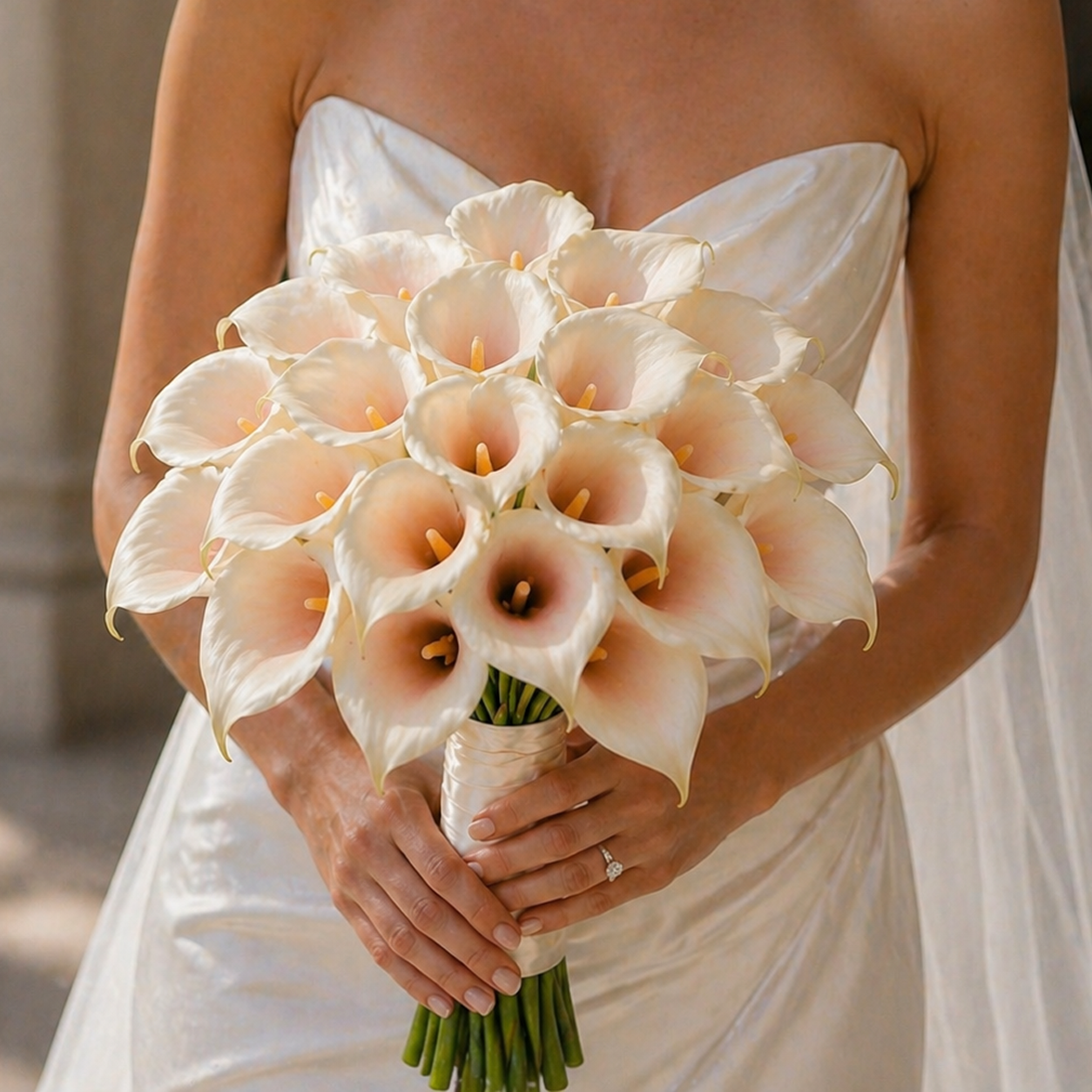 buchet mireasa calla 21 flori matase japoneza
buchet mireasa cale alb design rotund
buchet nunta elegant minimalist calla
buchet mireasa couture flori matase