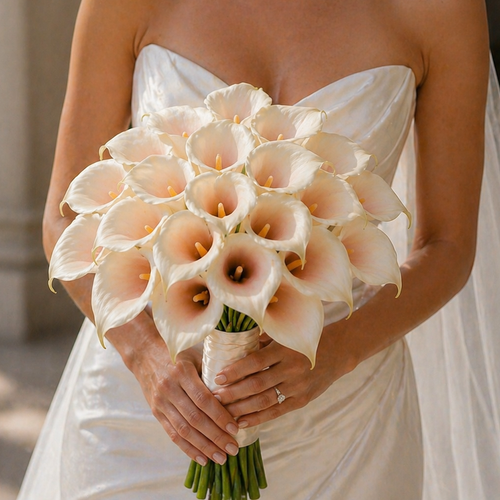 buchet mireasa calla 21 flori matase japoneza
buchet mireasa cale alb design rotund
buchet nunta elegant minimalist calla
buchet mireasa couture flori matase