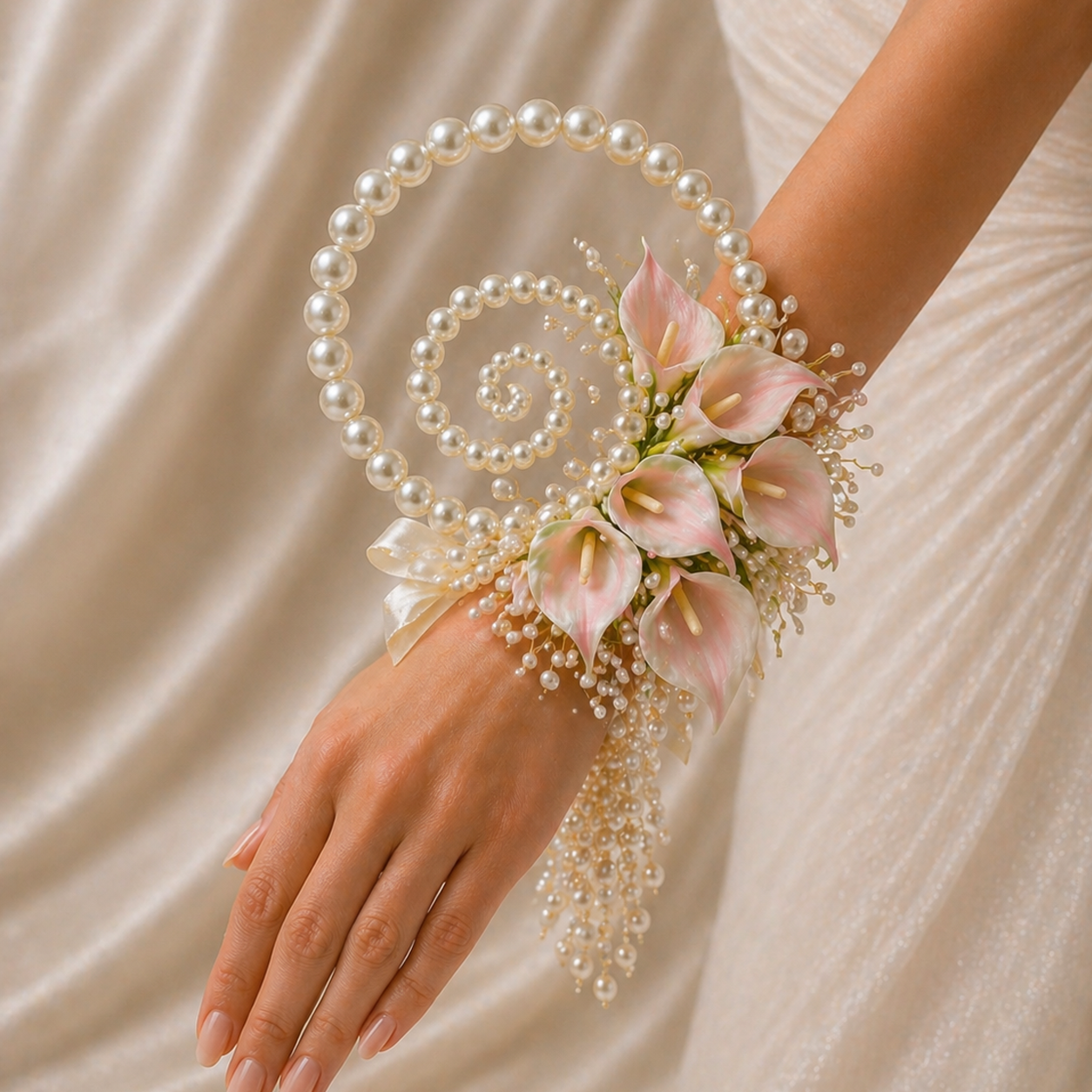 corsage mireasa perle calla luna pearlee
bratara florala mireasa perle si calla
corsage nunta elegant handmade
accesoriu mireasa incheietura perle